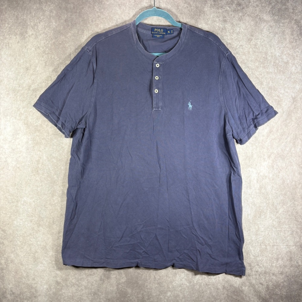 Polo Ralph Lauren Henley Men XL Blue Featherweight Mesh Short Sleeve Casual Pony